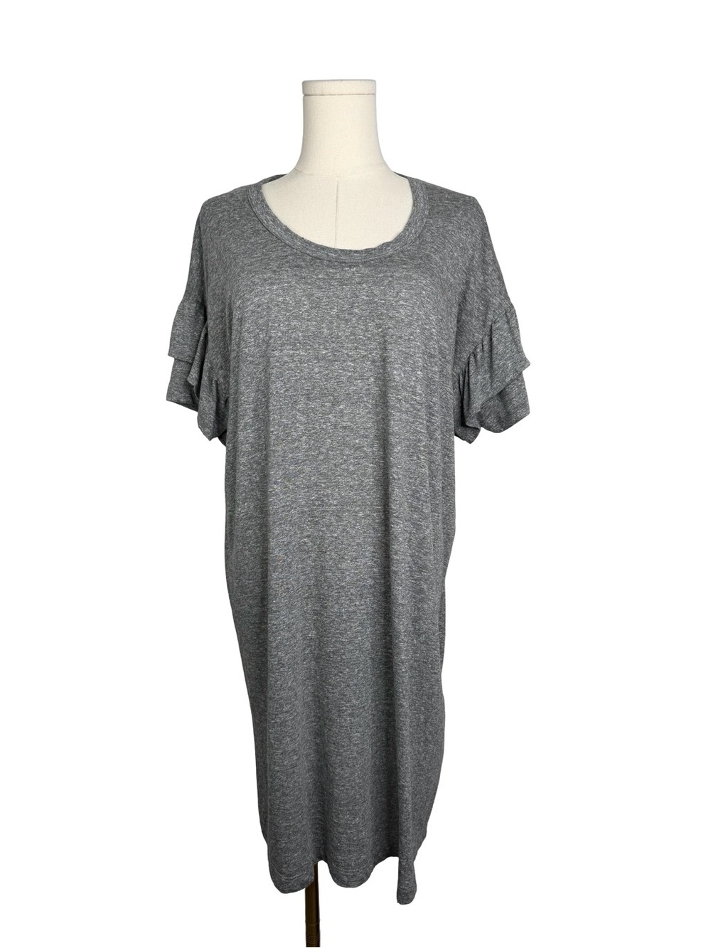 Current/Elliott Heather Gray Ruffled Sleeve Roadie T-Shirt Dress Sz. 2